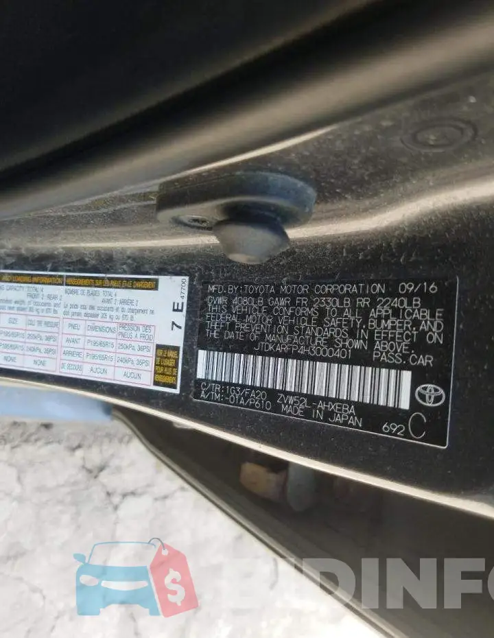 JTDKARFP4H3000401 Photo# 10