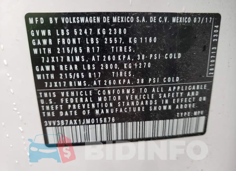 3VV3B7AX1JM015876 Photo# 10