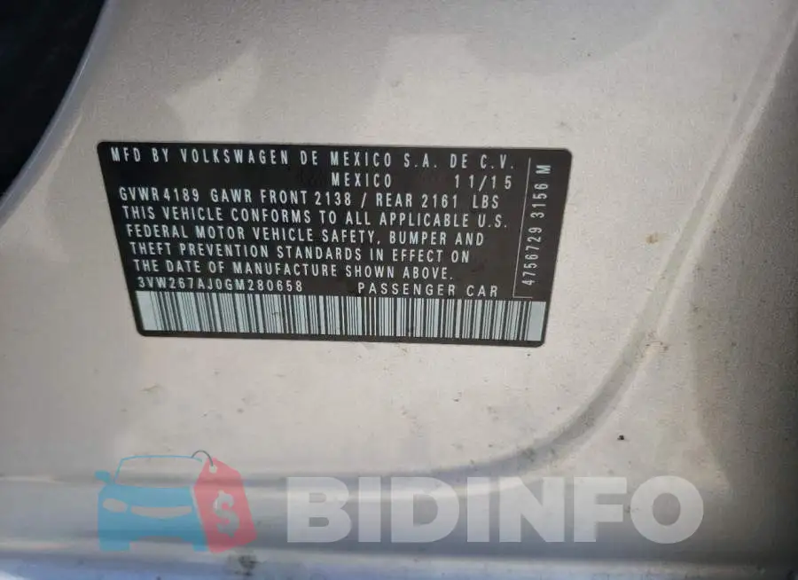 3VW267AJ0GM280658 Photo# 10