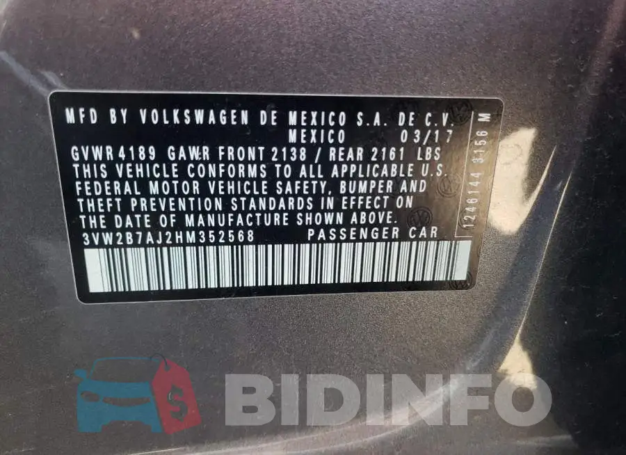 3VW2B7AJ2HM352568 Photo# 10