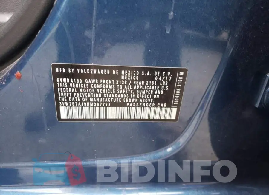 3VW2B7AJ9HM367777 Photo# 10