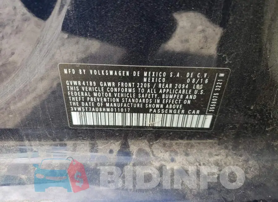 3VW5T7AU8HM011017 Photo# 10