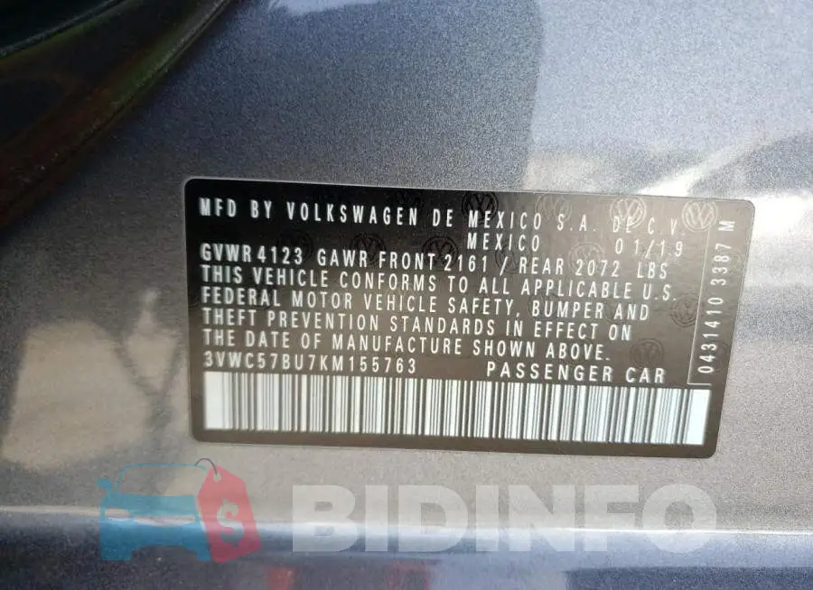 3VWC57BU7KM155763 Photo# 10