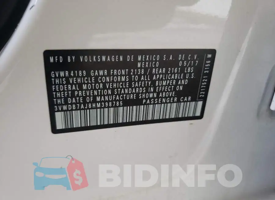 3VWDB7AJ8HM398785 Photo# 10