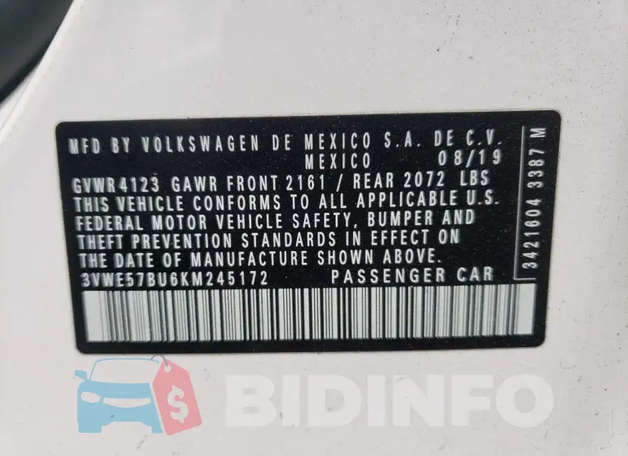 3VWE57BU6KM245172 Photo# 10