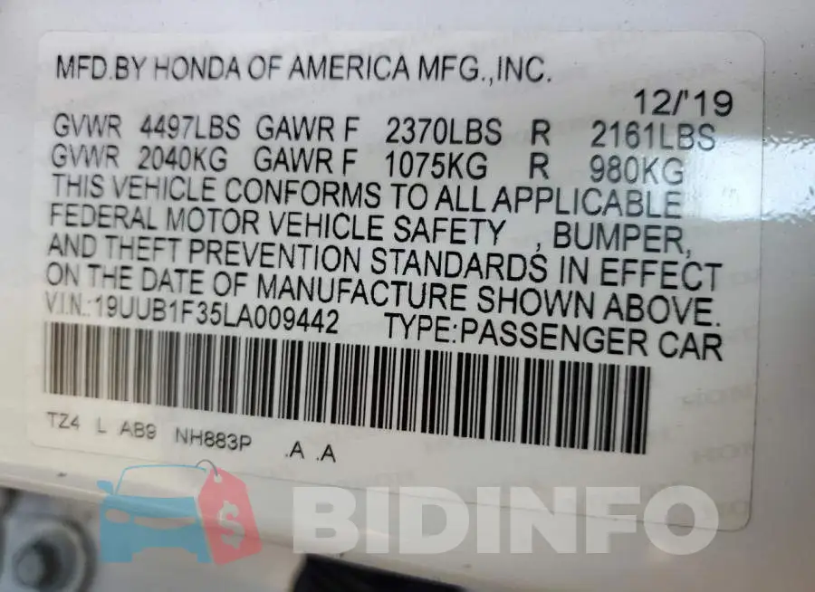 19UUB1F35LA009442 Photo# 10