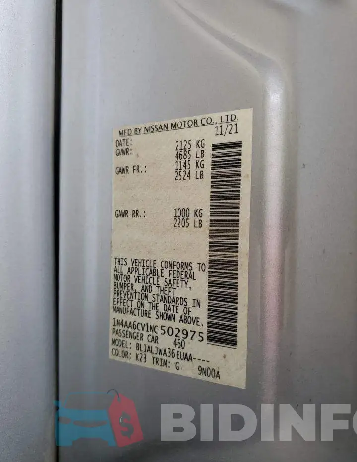 1N4AA6CV1NC502975 Photo# 10