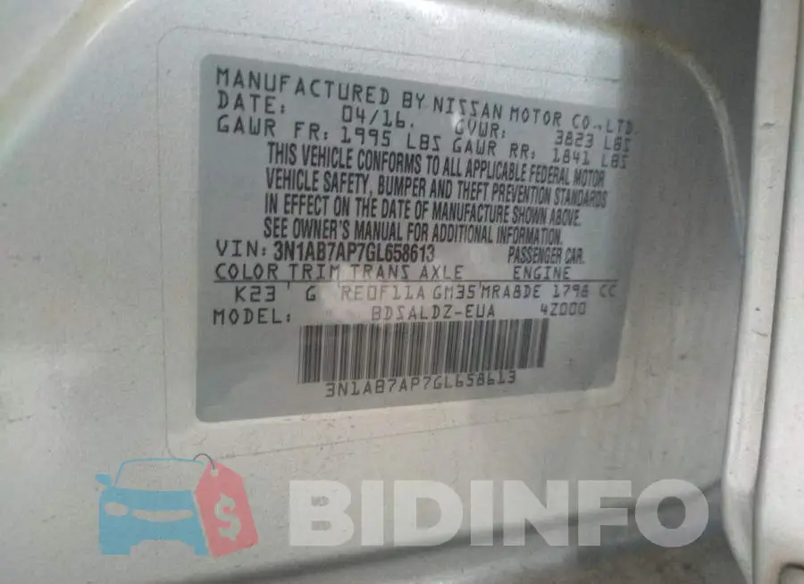3N1AB7AP7GL658613 Photo# 10