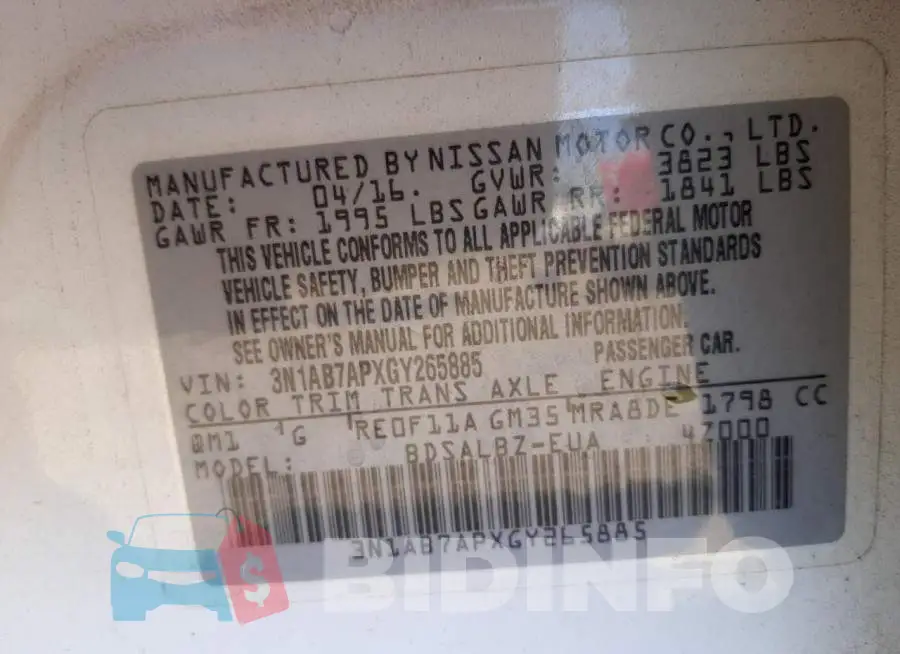 3N1AB7APXGY265885 Photo# 10