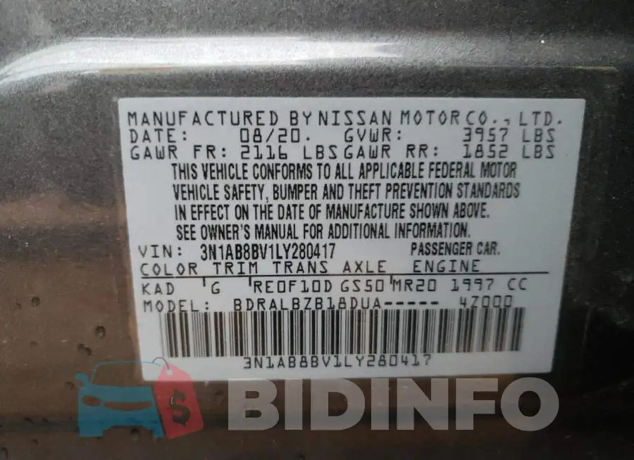 3N1AB8BV1LY280417 Photo# 10