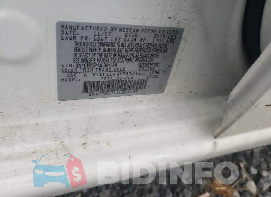 3N1CE2CP1JL361229 Photo# 10