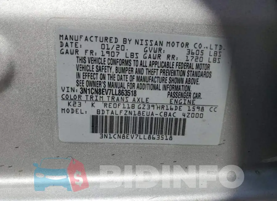 3N1CN8EV7LL863518 Photo# 10