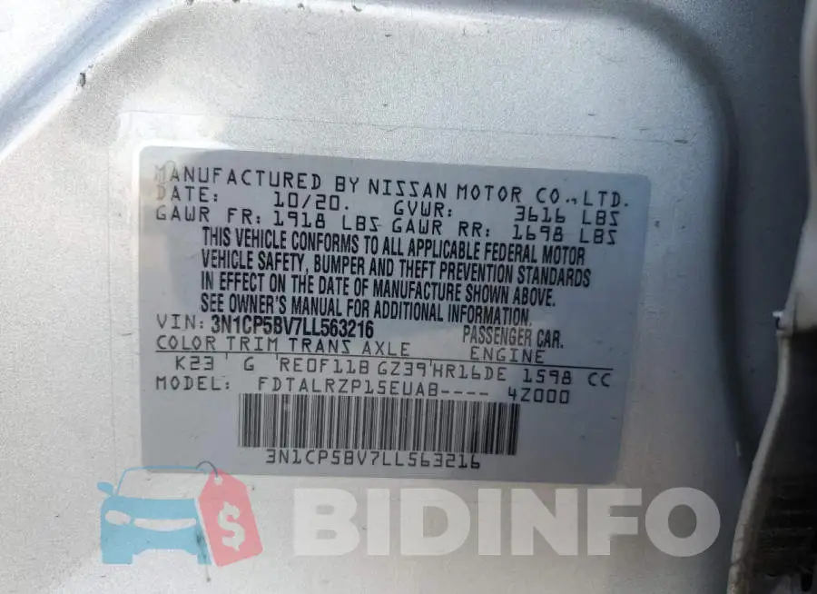 3N1CP5BV7LL563216 Photo# 10