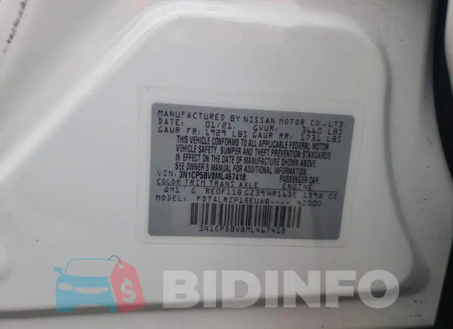 3N1CP5BV8ML467418 Photo# 10