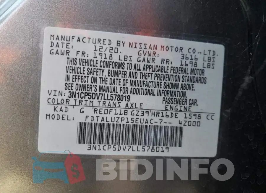 3N1CP5DV7LL578019 Photo# 10