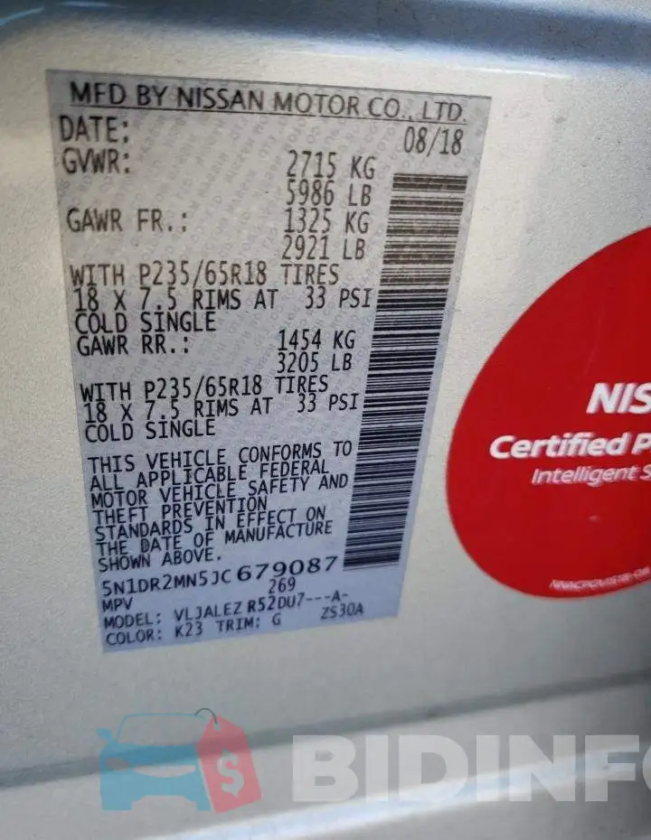 5N1DR2MN5JC679087 Photo# 10