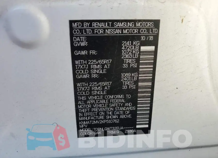 KNMAT2MV2KP510762 Photo# 10