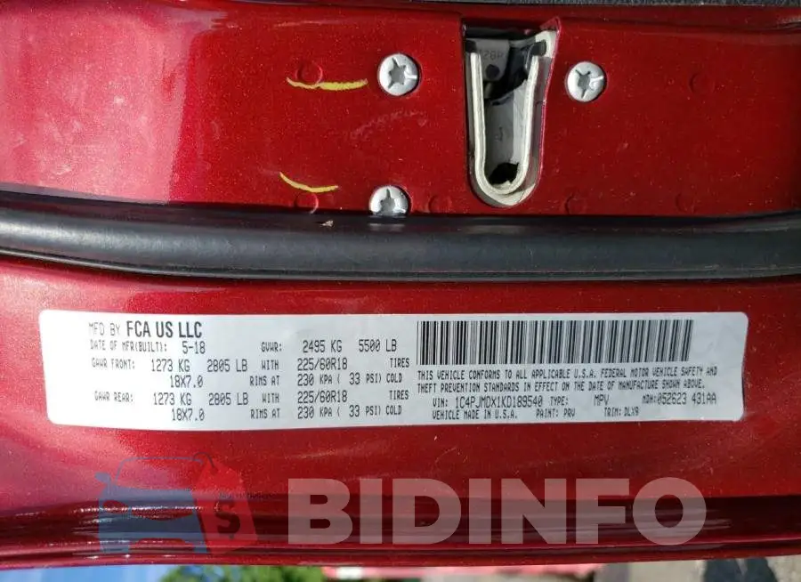1C4PJMDX1KD189540 Photo# 10