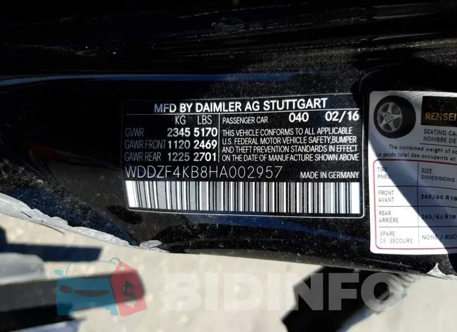 WDDZF4KB8HA002957 Photo# 10