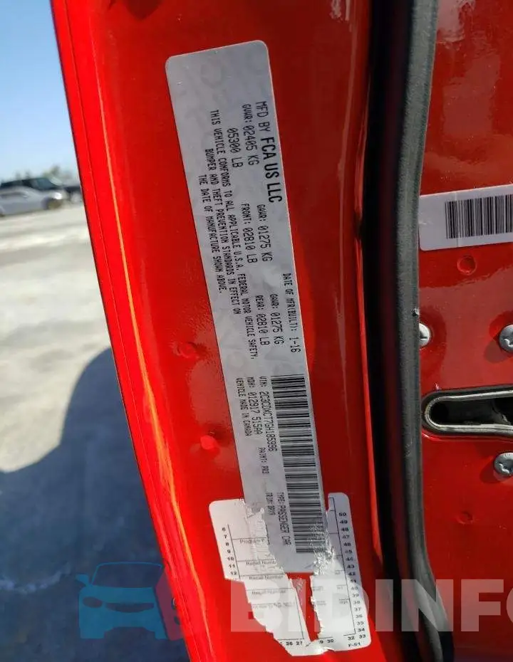 2C3CDXCT7GH185996 Photo# 10