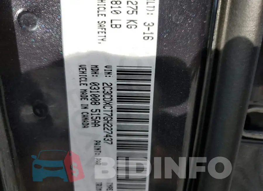 2C3CDXCT7GH227437 Photo# 10