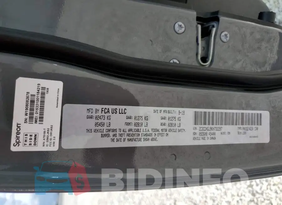 2C3CDXGJ9KH732297 Photo# 10