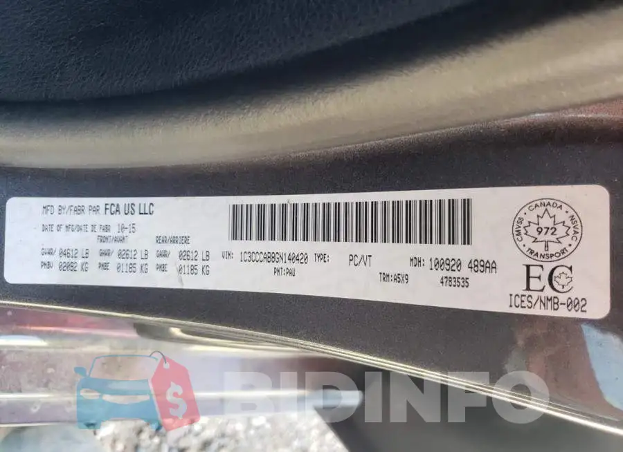 1C3CCCAB8GN140420 Photo# 10