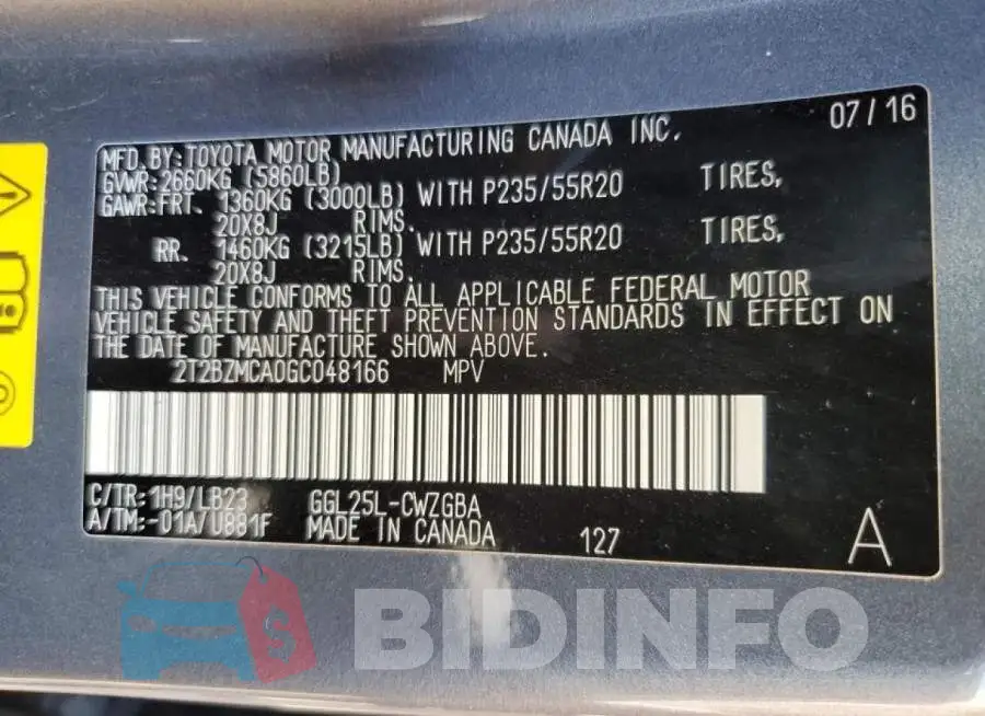 2T2BZMCA0GC048166 Photo# 10