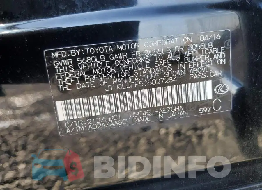JTHCL5EF5G5027284 Photo# 10
