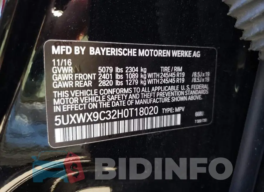 5UXWX9C32H0T18020 Photo# 10