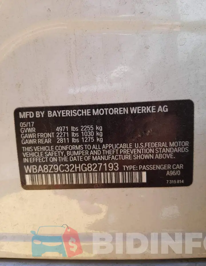 WBA8Z9C32HG827193 Photo# 10