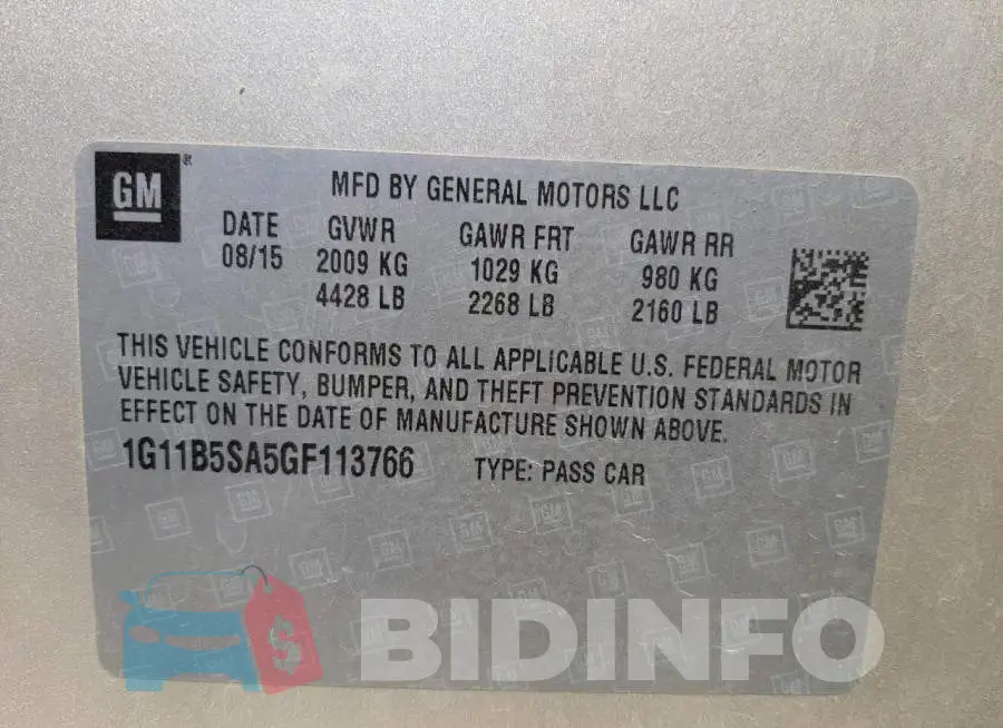 1G11B5SA5GF113766 Photo# 10