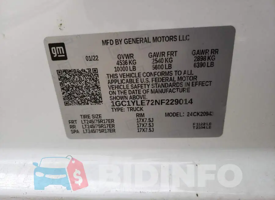 1GC1YLE72NF229014 Photo# 10