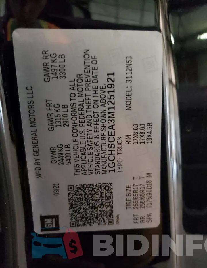 1GCHSCEA3M1251921 Photo# 10