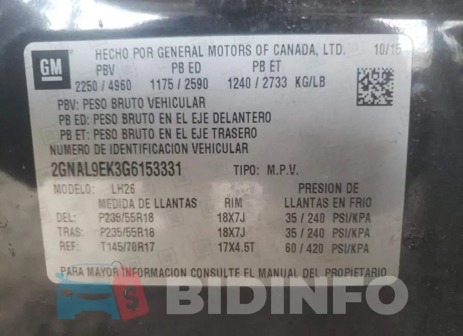 2GNAL9EK3G6153331 Photo# 10