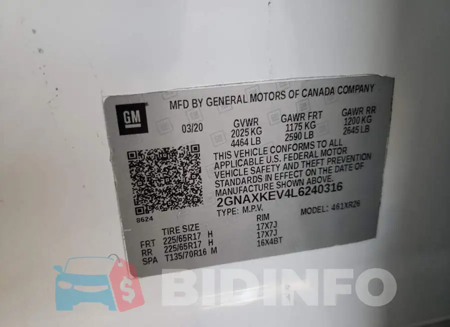 2GNAXKEV4L6240316 Photo# 8
