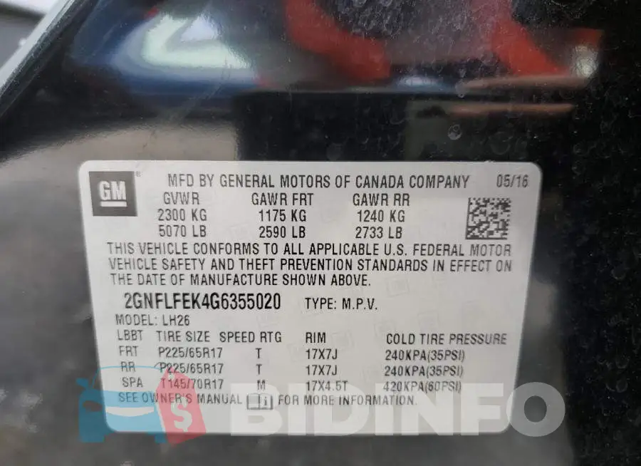 2GNFLFEK4G6355020 Photo# 10