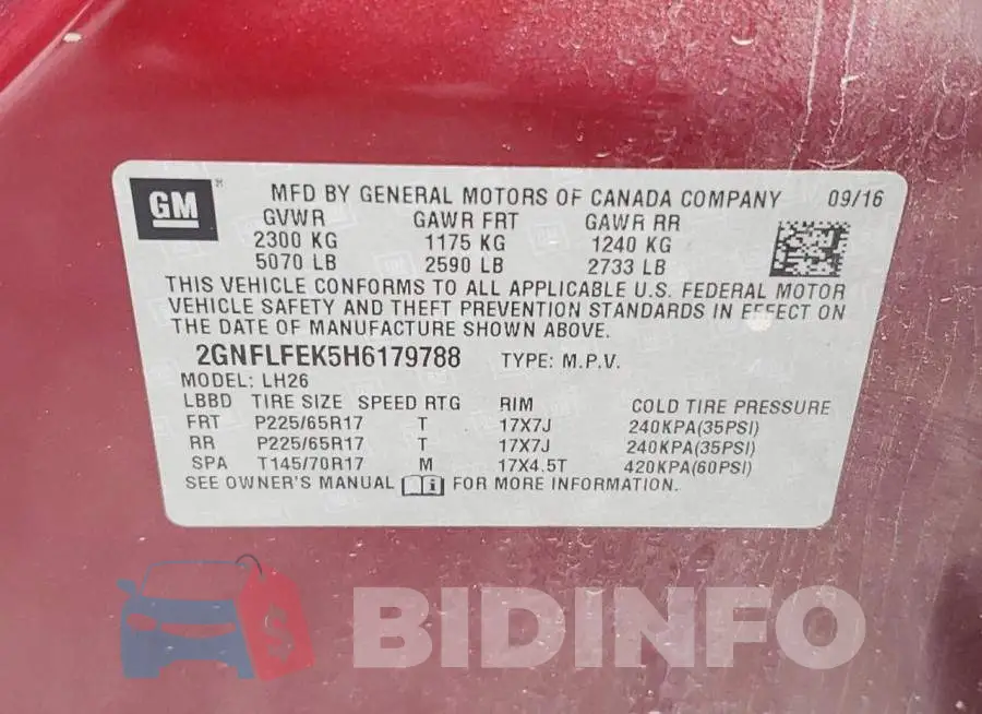 2GNFLFEK5H6179788 Photo# 10