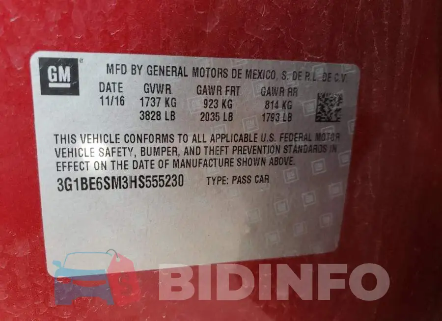 3G1BE6SM3HS555230 Photo# 10