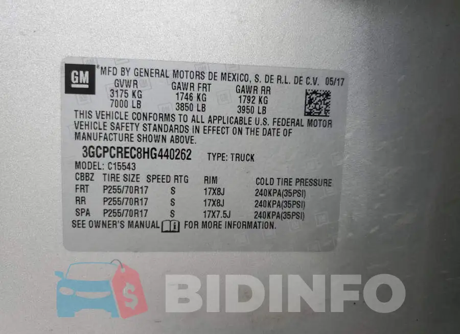 3GCPCREC8HG440262 Photo# 10