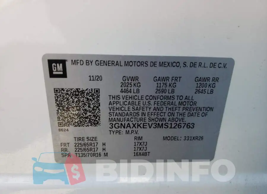 3GNAXKEV3MS126763 Photo# 10