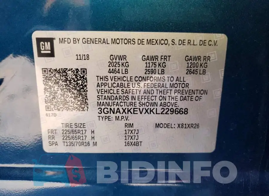 3GNAXKEVXKL229668 Photo# 10