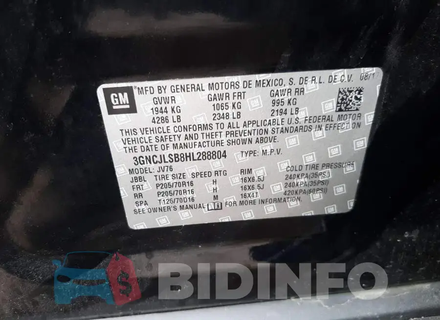 3GNCJLSB8HL288804 Photo# 10