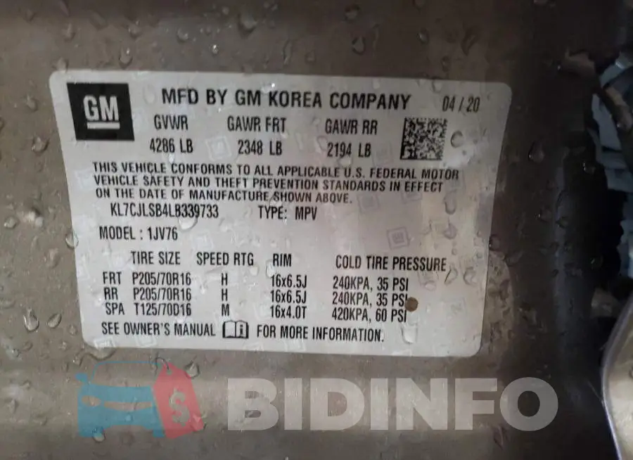 KL7CJLSB4LB339733 Photo# 10