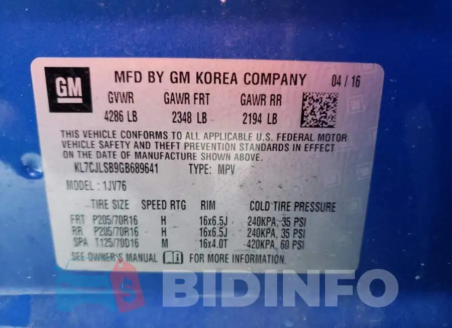 KL7CJLSB9GB689641 Photo# 10