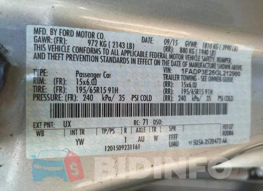 1FADP3E26GL212960 Photo# 10