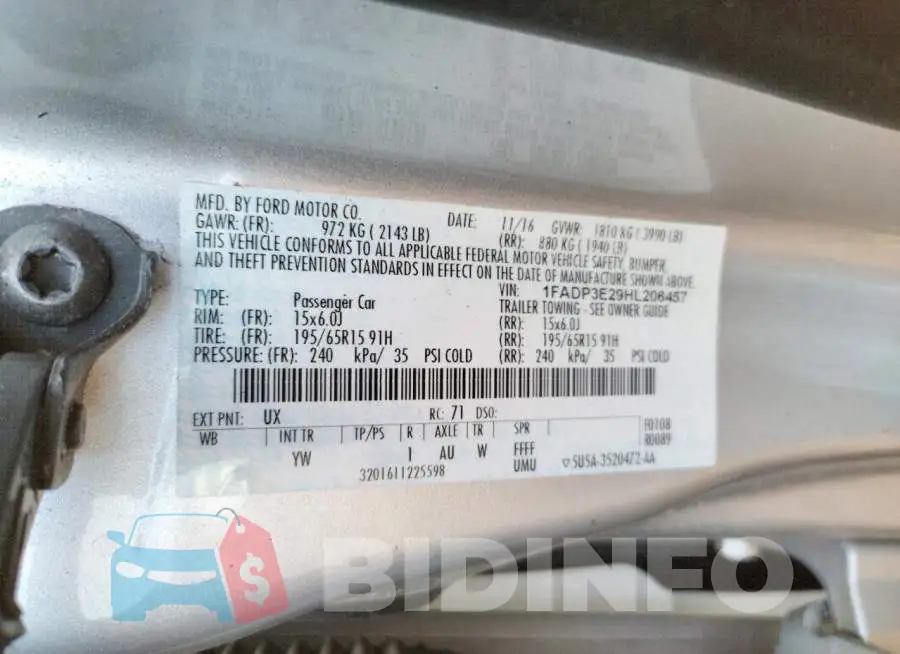 1FADP3E29HL206457 Photo# 10