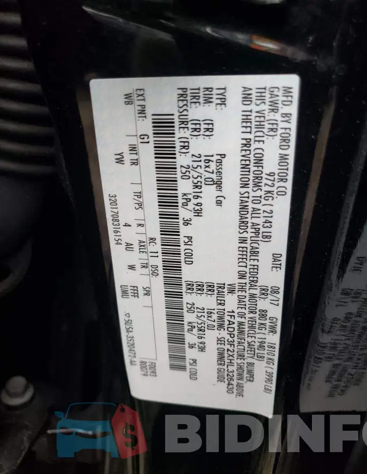 1FADP3F2XHL326430 Photo# 10