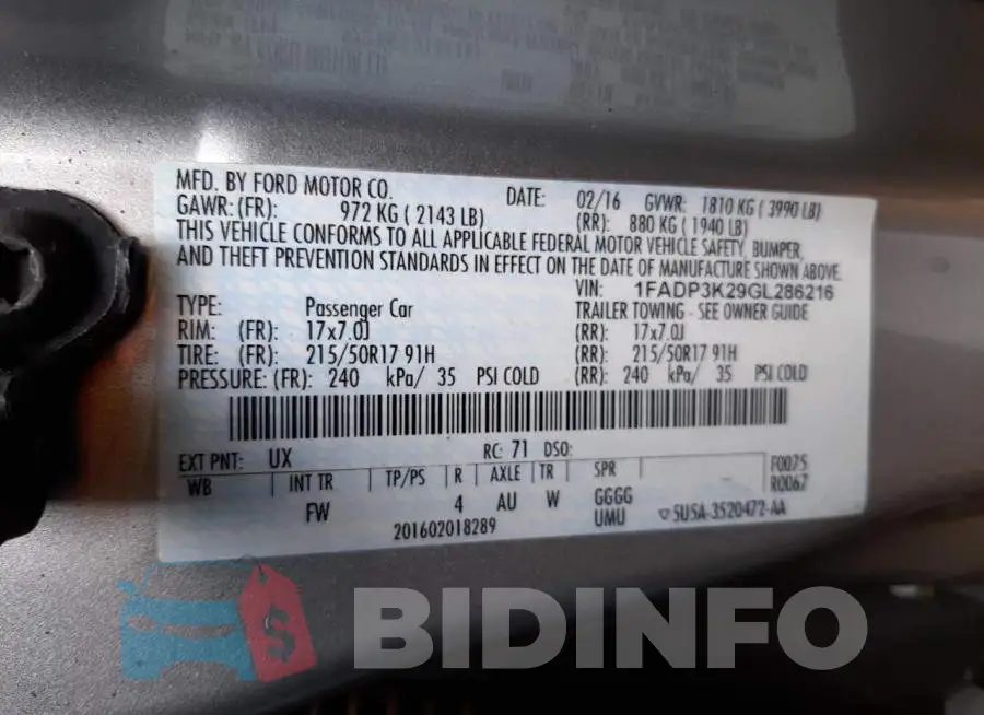 1FADP3K29GL286216 Photo# 10