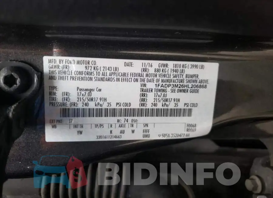 1FADP3M26HL206868 Photo# 10